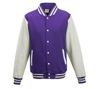 Just Hoods by AWDis Herren Jacke Varsity Jacket Lila / Weiße Ärmel