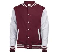 Just Hoods by AWDIS Herren Varsity-Jacke mit kontrastfarbenen Ärmeln Burgundy/Heather Grey XL