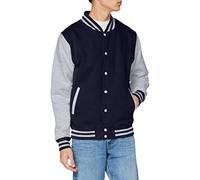 Just Hoods by AWDIS Jacke Herren JH043 Varsity-Jacke mit Kontrastärmeln Oxford Navy/Heather Grey XL