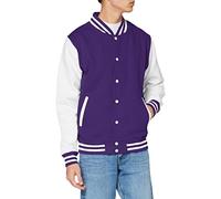 JH043 Just Hoods Jacke Baseball-Jacke mit kontrastfarbenen Ärmeln VARSITY-Jacke Purple XS