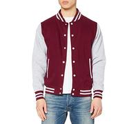 Just Hoods by AWDis Herren Jacke Varsity Jacket, Rot (Burgundy/Heather), Large