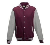 Just Hoods by AWDIS College Jacke 'Varsity Jacket' JH043 Unisex Gr. XXL Burgundy/Heather Grey