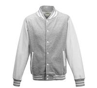 Just Hoods - Unisex College Jacke 'Varsity Jacket' BITTE DIE JH043 BESTELLEN! Gr. - M - Heather Grey/White