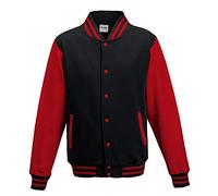 Just Hoods - Unisex College Jacke 'Varsity Jacket' Gr. - 3XL - Jet Black/Fire Red