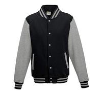 Just Hoods College Jacke 'Varsity Jacket, Tiefschwarz/Grau meliert, XXL