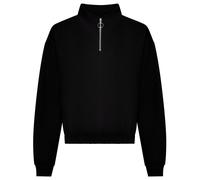JH037 Just Hoods Damen kurz geschnittenes Sweatshirt mit 1/4-Reißverschluss Deep Black XXS