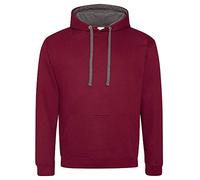 Just Hoods - Unisex Varsity Hoodie/Burgundy/Charcoal, XS