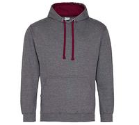 Just Hoods Damen Varsity Hoodie Hoodie, Charcoal Heather/Burgunderrot, M