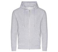 Just Hoods Herren Unisex College Hoodie Zoodie Hoody Sweatjacke Kapuzenjacke Heather Grey XS