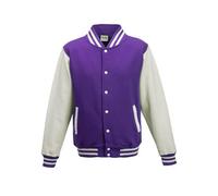 Just Hoods by AWDIS Jungen Varsity-Jacke lila/weiß XS
