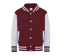 Just Hoods - Kinder College Jacke/Burgundy/Heather Grey, 7/8 (M)