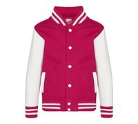 Just Hoods - Kinder College Jacke/Hot Pink/White, 9-11 Jahre