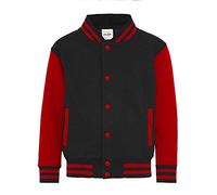 Just Hoods - Kinder College Jacke/Jet Black/Fire Red, 7/8 (M)