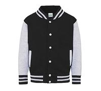 Just Hoods - Kinder College Jacke/Jet Black/Heather Grey, 7-8 Jahre