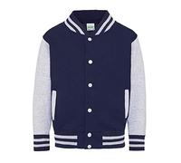 Just Hoods - Kinder College Jacke/Oxford Navy/Heather Grey, 3/4 (XS)