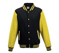 Just Hoods College Jacke 'Varsity Jacket, Tiefschwarz/Sonnengelb, M