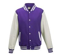 Just Hoods - Unisex College Jacke 'Varsity Jacket' BITTE DIE JH043 BESTELLEN! Gr. - M - Purple/White