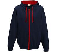 Just Hoods - Unisex Kapuzen-Sweatjacke/New French Navy/Fire Red, L