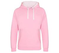 Just Hoods - Unisex Varsity Hoodie/Baby Pink/Arctic White, M