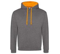 Just Hoods - Unisex Varsity Hoodie/Charcoal/Orange, XL