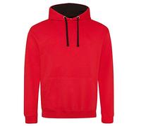 Just Hoods - Unisex Varsity Hoodie/Fire Red/Jet Black, XXL
