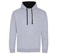 Just Hoods Damen Varsity Hoodie Hoodie, Heather Grey/Jet Black, XXL