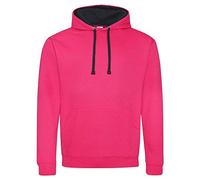 Just Hoods - Unisex Varsity Hoodie/Hot Pink/French Navy, M