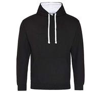 Just Hoods - Unisex Varsity Hoodie/Jet Black/Arctic White, XL