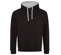 Just Hoods - Unisex Varsity Hoodie/Jet Black/Heather Grey, 3XL