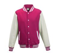 Just Hoods by AWDis Herren Jacke Varsity Jacket, Multicoloured (Hot Pink/White), XS