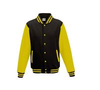 JUST HOODS VARSITY JACKET XS JET BLACK/SUN YELLOW
