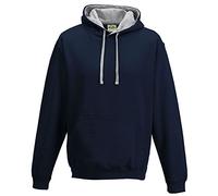 Just Hoods - Varsity Kapuzensweatshirt Sweatshirt XXL,New French Navy/Heather Grey