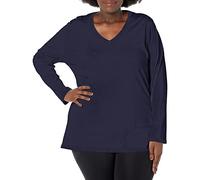 Just My Size Damen-T-Shirt mit V-Ausschnitt und Langen Ärmeln., Hanes Navy, 4X