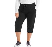 JUST MY SIZE Hanes ComfortBlend Damen Sweatpants French Terry Capris mit Taschen JMS Damen Capri Pocket Sweatpants, Schwarz, 48