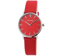 Just Watch Damen Armbanduhr mit rotem Echtlederarmband | Quarzuhr mit silberfarbenem Gehäuse Ø 33 mm & Mineralglas | Dornschließe | 3 bar wasserdicht | Klassische Uhr für Frauen