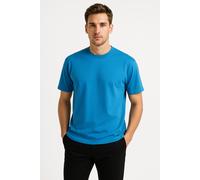 JUSTEVER Herren-T-Shirt aus 100 % Baumwolle, Oversize-Passform, Rundhalsausschnitt, Blau - Alpha XL