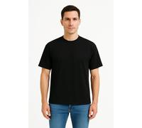 JUSTEVER Herren-T-Shirt aus 100 % Baumwolle, Oversize-Passform, Rundhalsausschnitt, Schwarz - Alpha XL