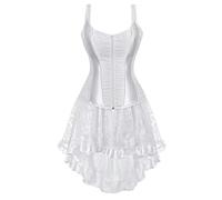 Jutrisujo Korsett Kleider Rock Tutu Corset Dress Damen Corsagenkleid Corsagen Straps Schnüren Elegant Vintage Brautkleid Weiß XL
