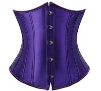 Jutrisujo Unterbrust Korsett Damen Underboob Purple Corset Top Unterbrustcorsage Schnüren Gothic Burlesque Vintage Violet XS