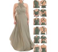 Juvell Brautjungfernkleid Curvy - Brautjungfernkleid lang - Plus Size Maxi-Kleid - Wickelkleid Curvy - Hochzeit-Abiball - festliches Multiway-Kleid - 1000-C (46-50, Hellgrün)