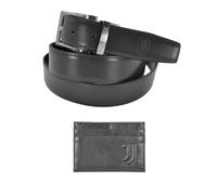 JUVENTUS Geschenkset Ledergürtel und Kreditkartenhalter, elegante offizielle Geschenkbox, Schwarz, Accessoires für Herren