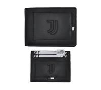 JUVENTUS Set Geldbörse und Kreditkartenetui 100% Leder 133441, Schwarz, Standard, Zeitgenössisch