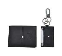 JUVENTUS Set Geldbörse und Schlüsselanhänger 100% Leder 133447, Schwarz, Standard, Zeitgenössisch