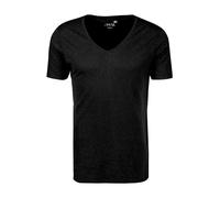 JUVIA T-Shirt Herren Regular Fit Kurzarm V-Ausschnitt Baumwolle schwarz, S