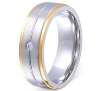 Juwelier Schönschmied - Damen Partnerring Freundschaftsring Augustina Edelstahl Zirkonia inkl. persönliche Wunschgravur Nr26D
