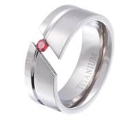 Juwelier Schönschmied - Damen Titanringe Verlobungsring Trauring Roja Titan garnet inkl. persönliche Wunschgravur NrT26D