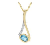 JuwelmaLux Anhänger 585/000 (14 Karat) Gold mit Blautopas und Zirkonia JL20-02-0546