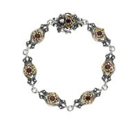 JuwelmaLux Armband 835/000 Silber vergoldet & geschwärzt mit Granat JL30-03-3262