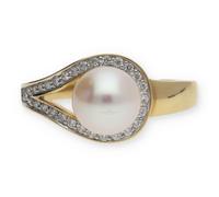 JuwelmaLux Brillant Ring 585 Gold mit Süßwasser Zuchtperle JL10-07-1873