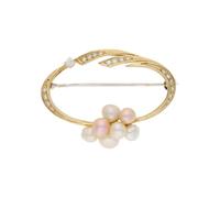 JuwelmaLux Brosche 585 (14 Karat) Gold Chinazuchtperle, Diamanten JL30-01-4296
